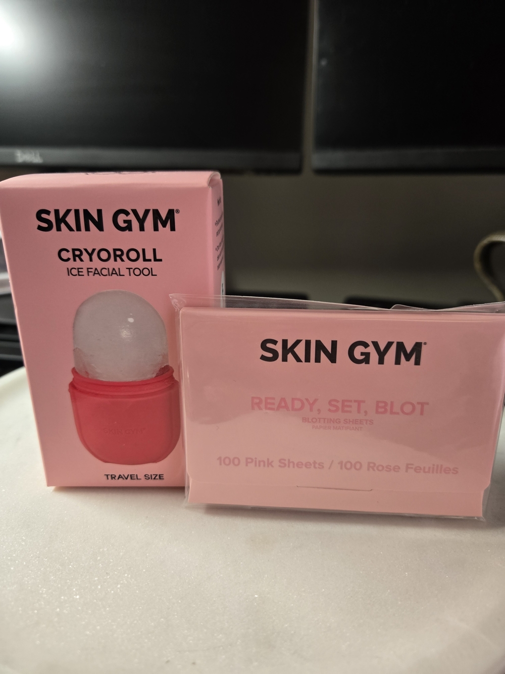 SKIN GYM Cryoroll Ice Facial Tool & Blotting Sheets Bundle NEW